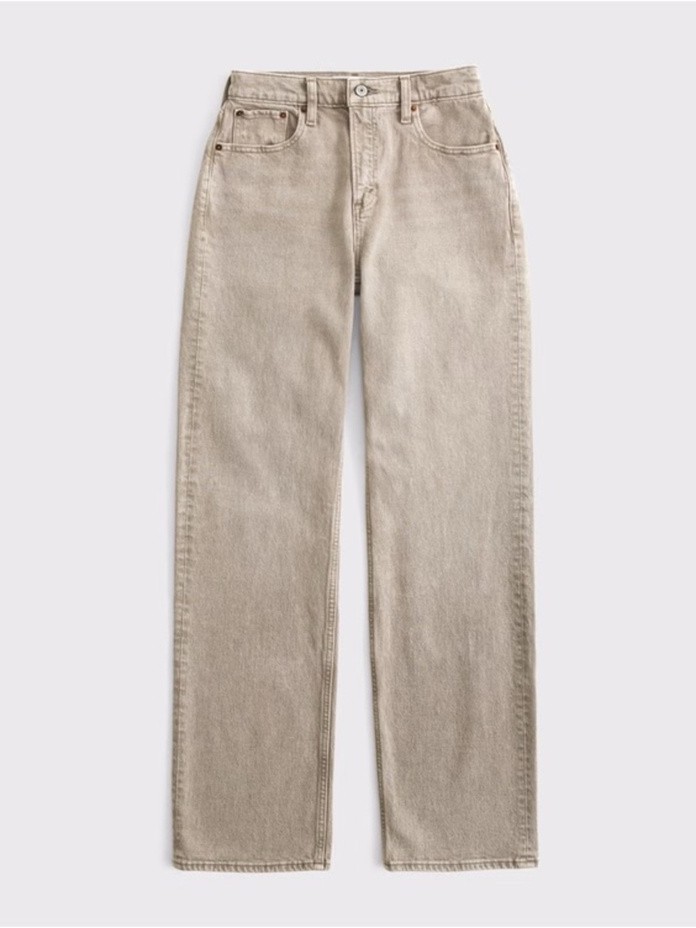 Abercrombie & Fitch Straight-Leg Jeans in Light Beige